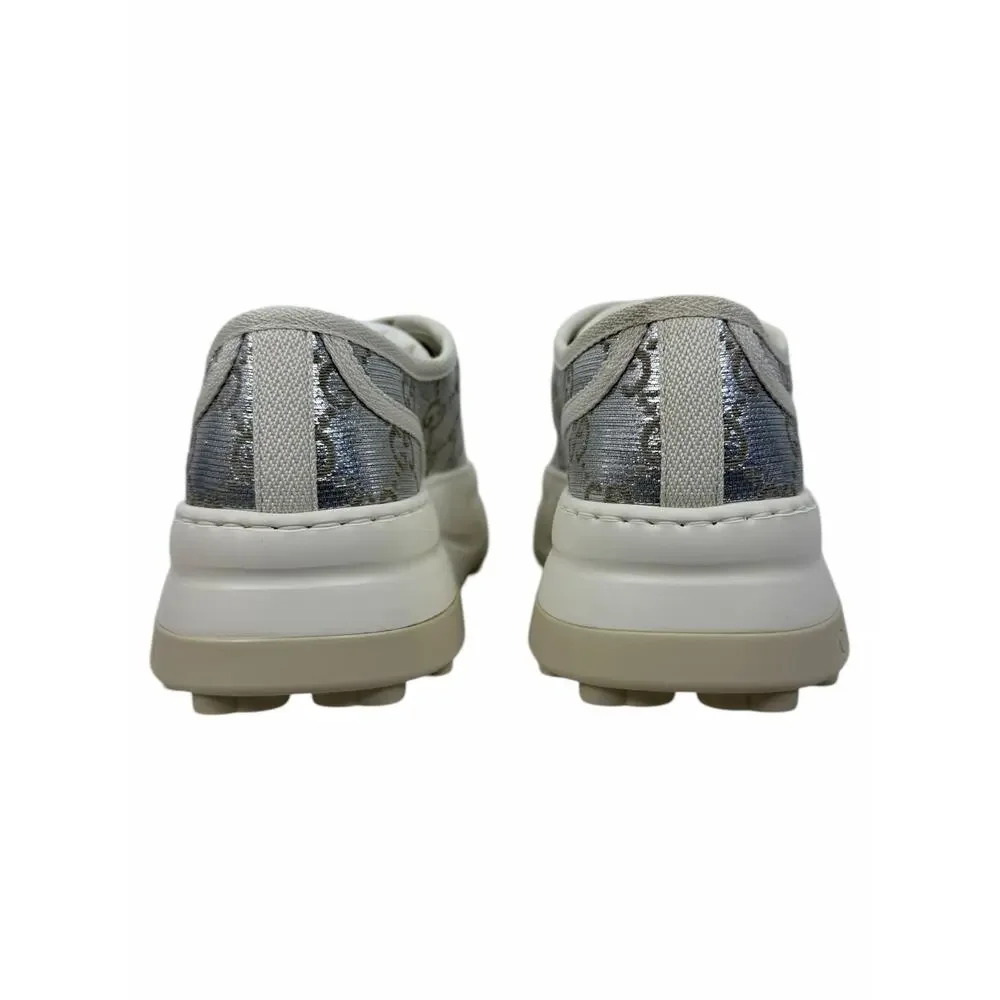 Gucci Tennis 1977 Treck GG Monogram Flatform Sneaker Silver Size 36 - Picture 8 of 13